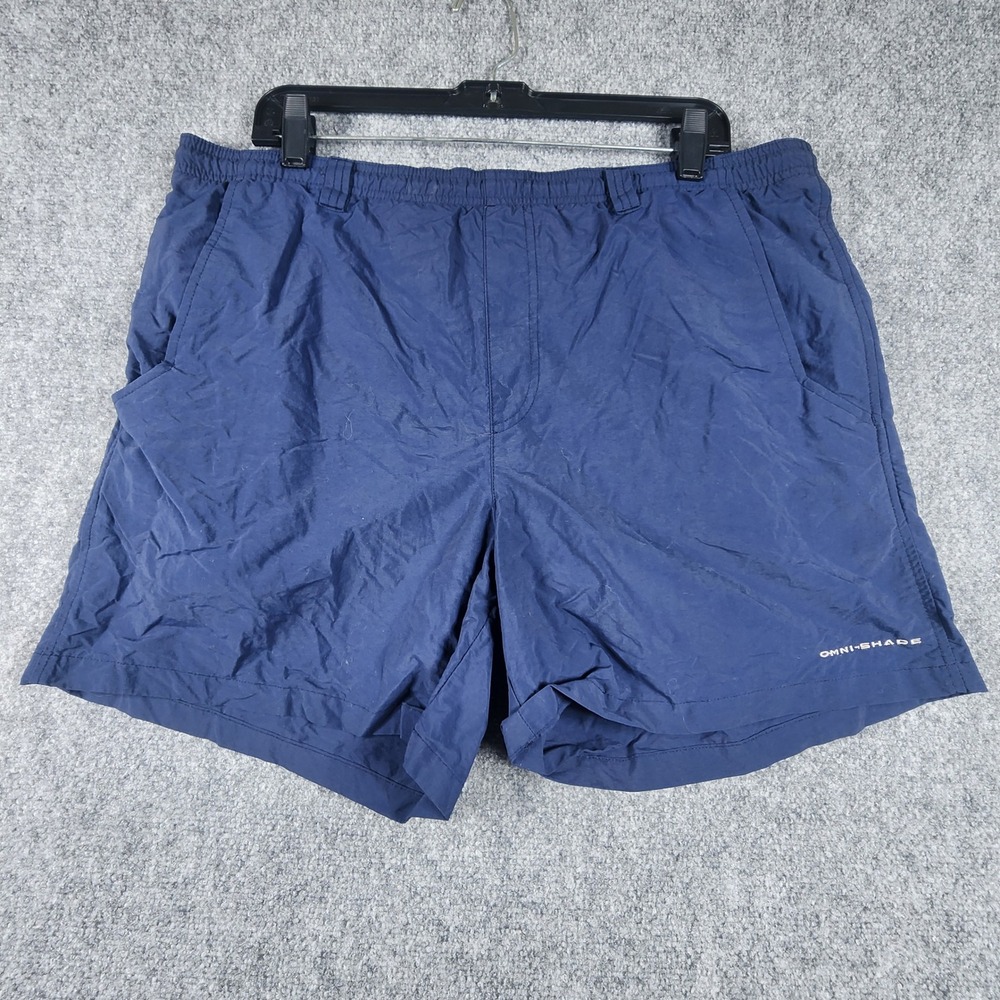 Columbia PFG Mens Navy Blue Omni-Shade Fishing Shorts Size Medium 6 Inch Inseam